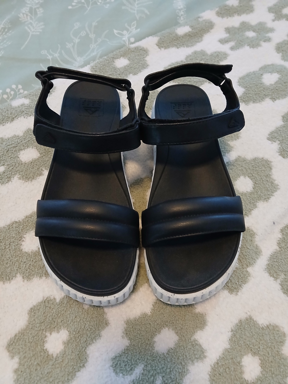 Reef Black and White Women's  Sandals with Ankle Strap